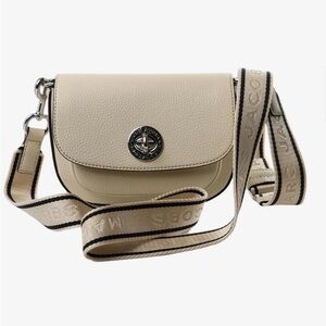 Marc Jacobs Cream Pebbled Leather Crossbody with Branded Strap